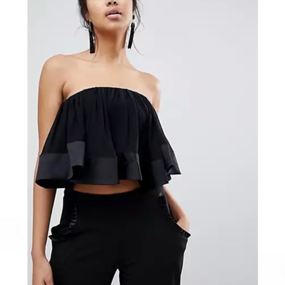 KEEPSAKE the label Not To Be Indie Dark Grunge Top Black Strapless Crop Top S